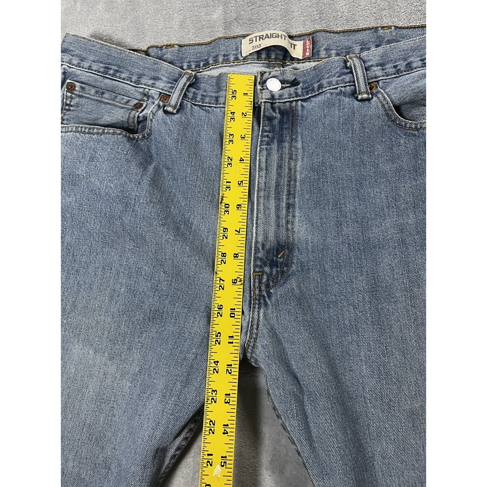 Levis 505 Jeans Mens 40x32 Blue Regular Straight Light Wash Denim - Picture 5 of 11